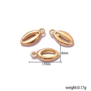 Golden shell charms 17x8mm for jewelry making 0.17g lightweight CCB plastic pendants
