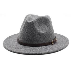Chapeau Fedora Classique en Feutre de Laine pour Hommes Femmes Large Bord Plat Chapeau Jazz Avec Bande en Cuir