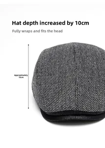 Dettaglio cappello grigio a spina di pesce con profondità 10 cm e tesa in pelle nera