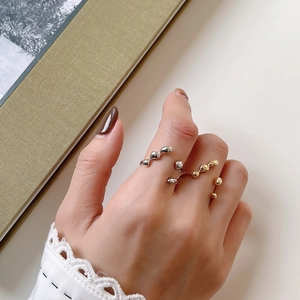 Irregular liquid metal style S925 sterling silver open rings in gold and silver colors