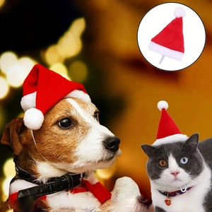 Pet Christmas Hat Soft Plush Santa Mini Cap With Elastic Strap For Dogs Cats Festive Holiday Costume Accessories