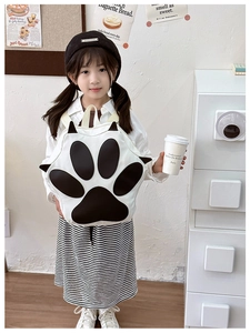 Cute white cat paw backpack for kids featuring creative 3D design and black accents