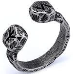 Vintage Viking Celtic open ring in silver finish with rugged chiseled texture details