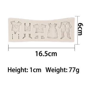Moule silicone vêtements de bébé pour décoration gâteau fondant de 16,5 cm longueur