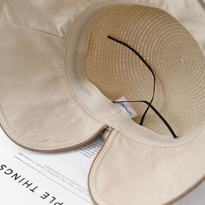 Cappello da sole in paglia da donna a tesa larga con corona kaki e dettaglio tesa in tessuto