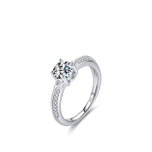 Luxury 925 Sterling Silver Round Brilliant Cut Zirconia Engagement Ring For Women Elegant Four Prong Inlaid Fashion Jewelry Wedding Ring