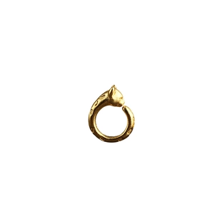 Golden S925 silver curled cat pendant with a textured vintage matte gold finish for DIY