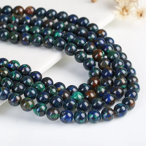 Perle tonde in azzurrite malachite naturale per gioielli con texture blu e verde