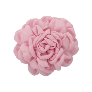 Pink 3D fabric flower hair claw clip with soft chiffon petals for a sweet aesthetic