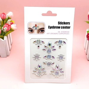 Rainbow rhinestone and pearl 3D face jewels stickers for eyebrow and eye makeup