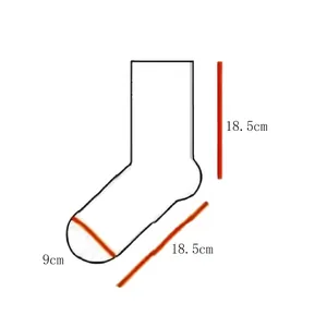 Size chart showing 18.5cm height and length for Lolita cat doodle crew socks