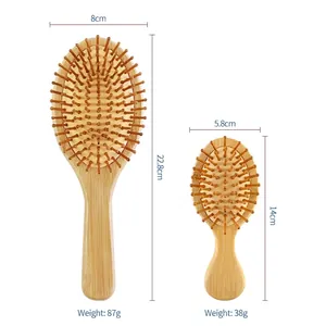 Set di due spazzole per capelli in bambù con cuscinetti d'aria e punte massaggianti
