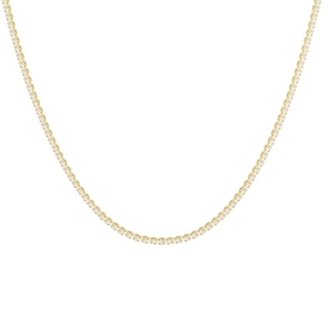 Elegant gold-tone single row rhinestone tennis necklace for women in minimalist style
