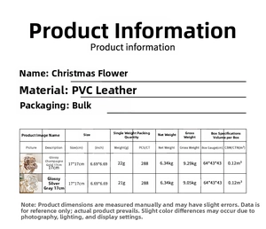 Detailed size chart for 17cm artificial Christmas flowers in champagne gold and silver