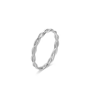 Anello In Argento Sterling 925 Design Intrecciato Torsione Fascia Impilabile Minimalista Gioielli Da Donna