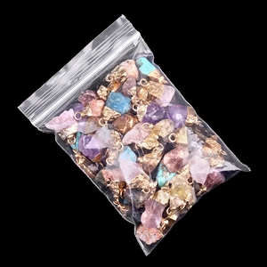 Mix of assorted natural agate crystal pendants with gold plated loops for DIY necklace making