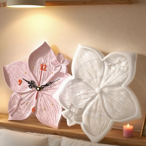 Detailed close-up of 3D lotus flower resin clock mold with intricate petal textures