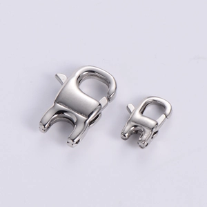 Polished stainless steel lobster clasps in two sizes for jewelry making and necklaces