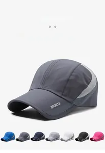 Detail view of breathable mesh panels and SPORTS lettering on quick-dry baseball cap