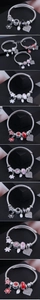 Macro detail of Bohemian charm bracelets with heart pendants and colorful beads