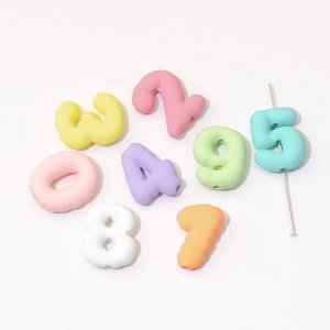 3D colorful macaron numbered acrylic beads for DIY jewelry and phone chain crafting