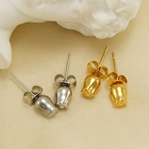 Elegant tulip rose stud earrings in gold and silver stainless steel set for women