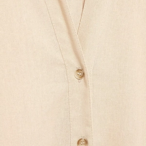 Women's casual beige V-neck knit cardigan with button-down front and relaxed fit