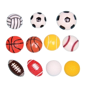 Set of 12 mini resin sports balls including football basketball and baseball for DIY crafts