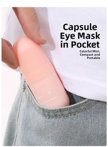 Pink capsule case showing portable mini size by fitting into a jeans pocket