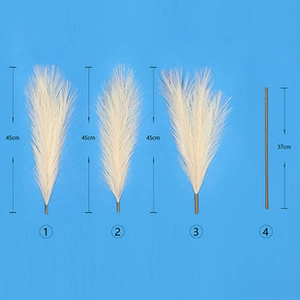 Detailed view of 55cm artificial pampas grass showing 45cm stems and 37cm stick dimensions