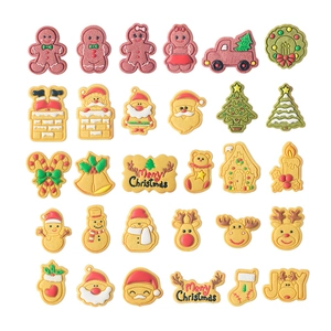 30-piece Christmas cartoon cookie mold set featuring festive shapes and slogans
