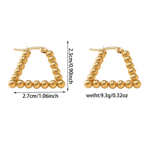 Detail view of heart heart-shaped earrings in 18K gold finish with size and weight info