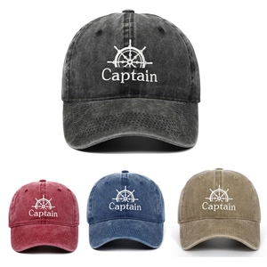 Retro Gewaschene Verwitterte Baumwolle Baseballkappe Für Damen Herren Captain Stickerei Schiffsrad Hip Hop Dad Hat Verstellbare Kappe