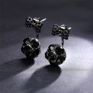 Pendientes De Lazo Elegantes Cobre Circón Bola De Cristal Colgante Trasera Joyería De Estilo Dulce Para Mujeres