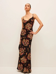 Women Floral Print Cami Maxi Dress V Neck Backless High Waist Elegant Sleeveless Summer Long Gown