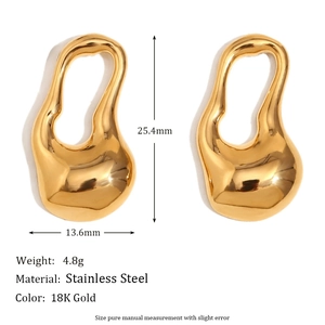 Boucles d'oreilles gouttes creuses irrégulières en acier doré à l'or 18 carats
