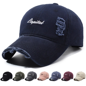 Vintage Distressed Baseball Cap Washed Cotton Letter Embroidery Adjustable Sun Hat Retro Outdoor Streetwear For Unisex