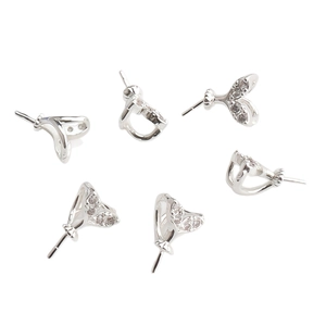 Lot de 6 supports de boucles d'oreilles perles plaqués or 18K avec design à trois pétales