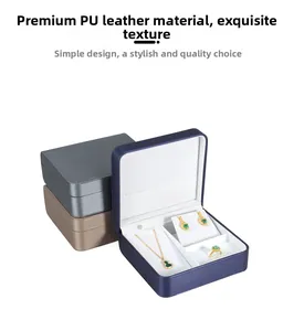 Three-piece PU leather jewelry box set for necklace and rings with soft velvet lining