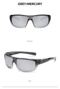 Detail of grey translucent sports sunglasses frame with silver mercury coated lenses