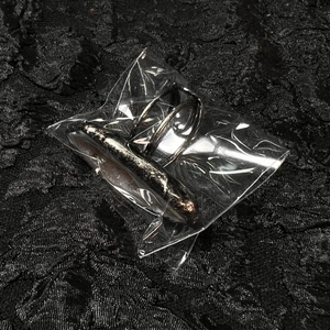 Detail view of vintage handmade geode agate ring in antique silver finish packaging
