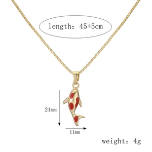 Detailed size chart for the gold koi fish pendant necklace with full measurements
