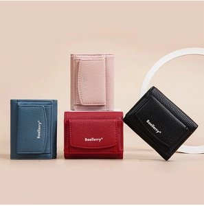 Damen-Geldbörsen in Blau, Rosa, Rot und Schwarz aus PU-Leder mit Litschi-Muster im Dreifach-Set