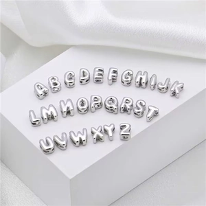 Set of 26 silver 18K brass bubble letter beads for DIY necklaces and bracelets charms