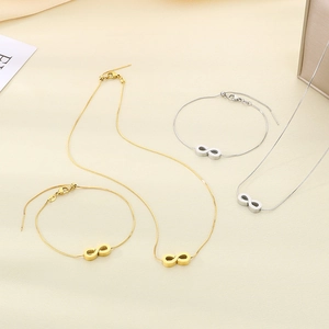 Infinity Symbol Necklace And Bracelet Jewelry Stainless Steel Snake Bone Chain Pendant Minimalist Fashion Women