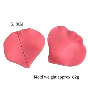 Pink silicone petal mold set with realistic texture for fondant cake, size 5.8cm