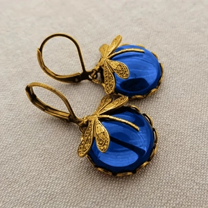 Libellen Ohrhänger Legierung Künstlicher Mondstein Rund Edelstein Vintage Retro Waldstil Für Damen Brisur Geschenk