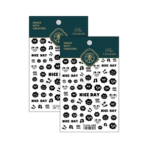 Autocollants nail art en relief boules de suie avec notes et texte Nice Day