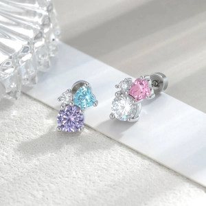 Cartilage Piercing Stud Earring Heart Zircon Titanium Steel Copper Geometric Fashion Body Jewelry For Women Screw Back