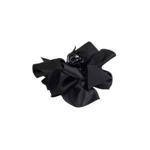 Eleganter schwarzer Satin-Schleifen-Haargreifer mit mehrlagigem Band für Damen